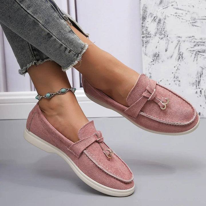Damen Loafers Slip-On Leder Schuhe für Frühling und Herbst-Rosa-36-Luzern Mode