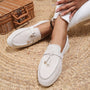 Damen Loafers Slip-On Leder Schuhe für Frühling und Herbst-Weiß-36-Luzern Mode