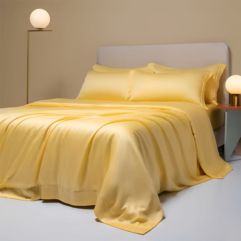Bettwäsche | Bambus Uni Luxus Atmungsaktiv Komfortabel Nachhaltig Weich-Gelb-150x200cm-Luzern Mode