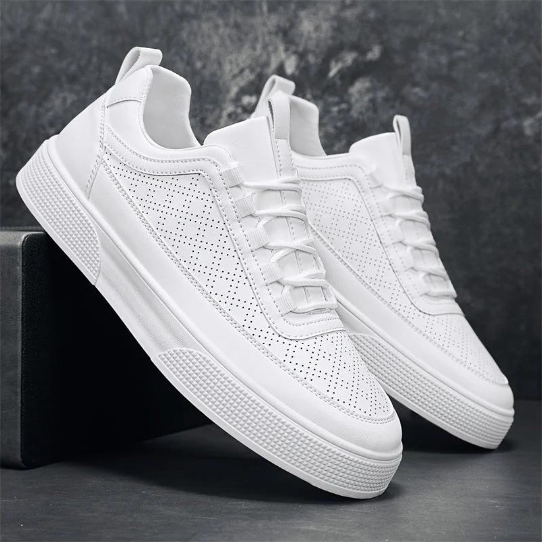 Herren Sneaker Leder Atmungsaktiv Bequem Rutschfest-Weiß-39-Luzern Mode