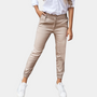 Elegante Damenhose mit elastischem Bund und Taschen-Khaki-S-Luzern Mode