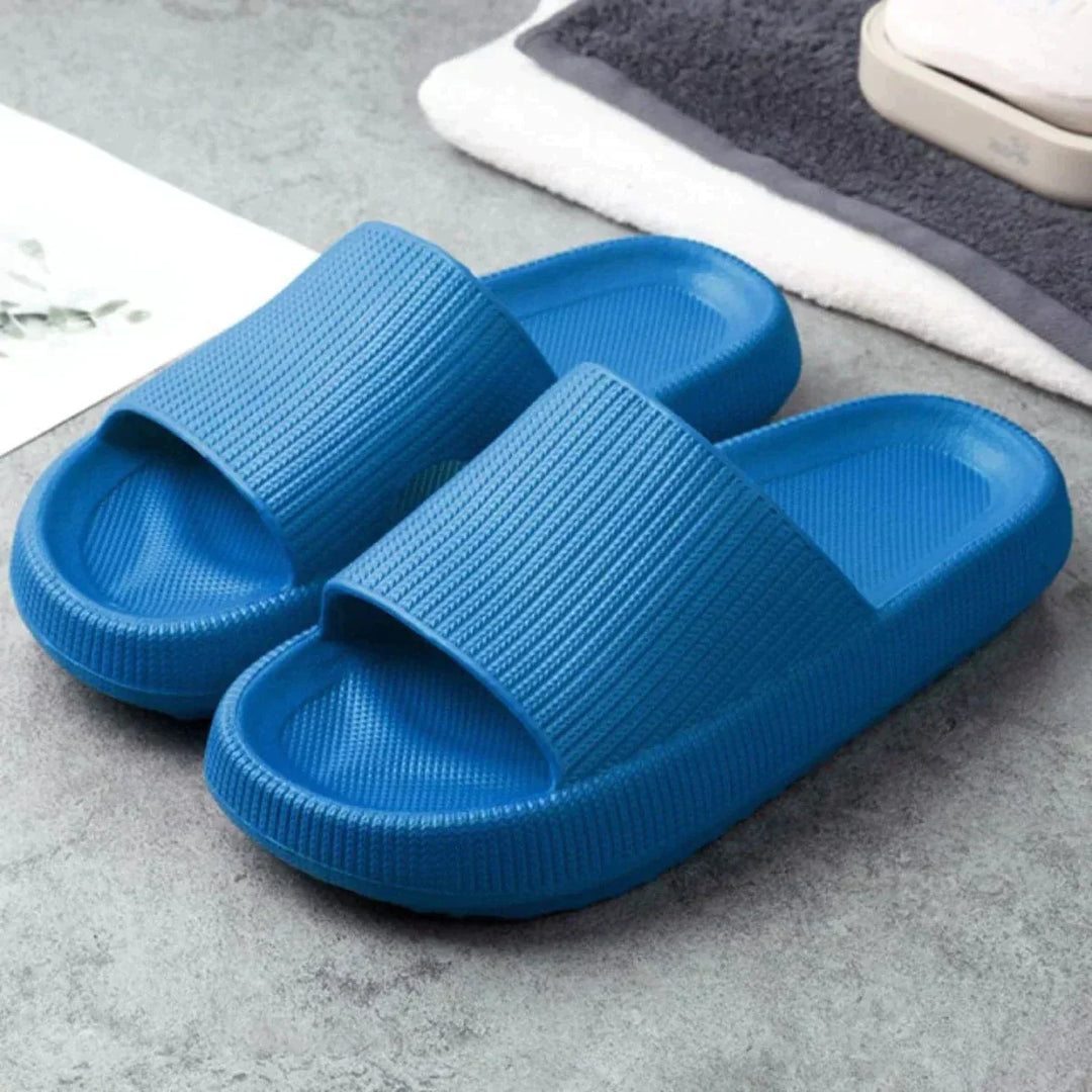 Hausschuhe | Breiter Riemen | Slip-On | Stoßdämpfend | EVA-Schaum | Flexibel-Blau-34/35-Luzern Mode