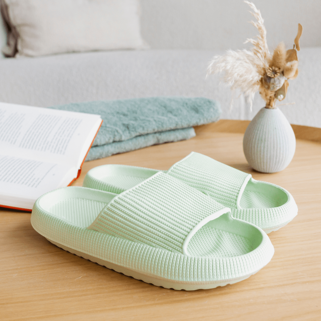 Hausschuhe | Breiter Riemen | Slip-On | Stoßdämpfend | EVA-Schaum | Flexibel-Minzgrün-34/35-Luzern Mode