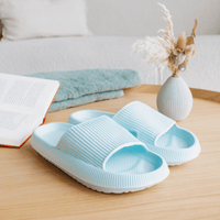 Hausschuhe | Breiter Riemen | Slip-On | Stoßdämpfend | EVA-Schaum | Flexibel-Türkis-34/35-Luzern Mode