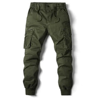 Herren Cargo Hose Baumwolle mit Taschen und Kordelzug-Armeegrün-29-Luzern Mode