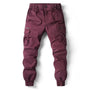Herren Cargo Hose Baumwolle mit Taschen und Kordelzug-Bordeauxrot-29-Luzern Mode