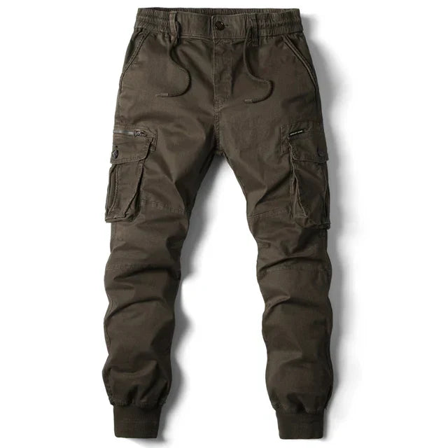 Herren Cargo Hose Baumwolle mit Taschen und Kordelzug-Kaffee-29-Luzern Mode