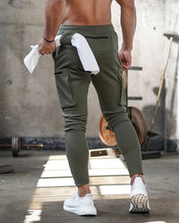 Herren Camo Jogginghose mit Taschen für Fitnessstudio-Grün-S-Luzern Mode