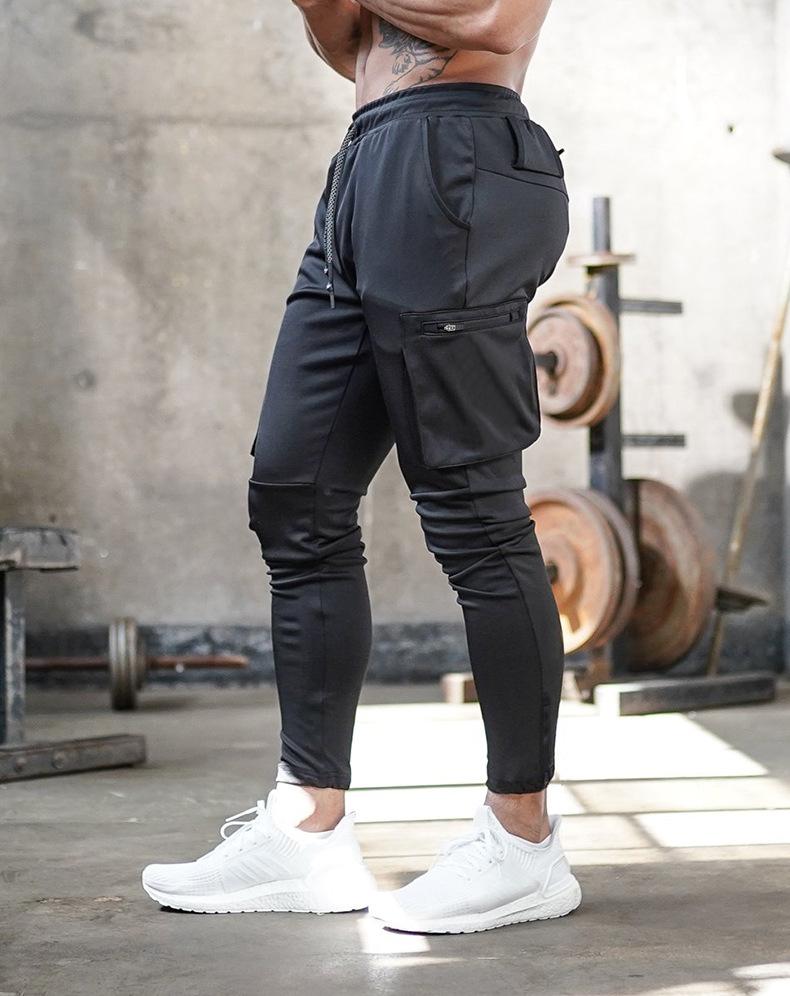 Herren Camo Jogginghose mit Taschen für Fitnessstudio-Schwarz-S-Luzern Mode