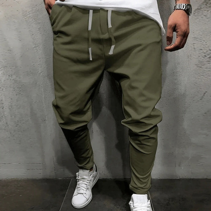 Herren Jogginghose mit Kordelzug - Bequeme Freizeithose-Armeegrün-S-Luzern Mode