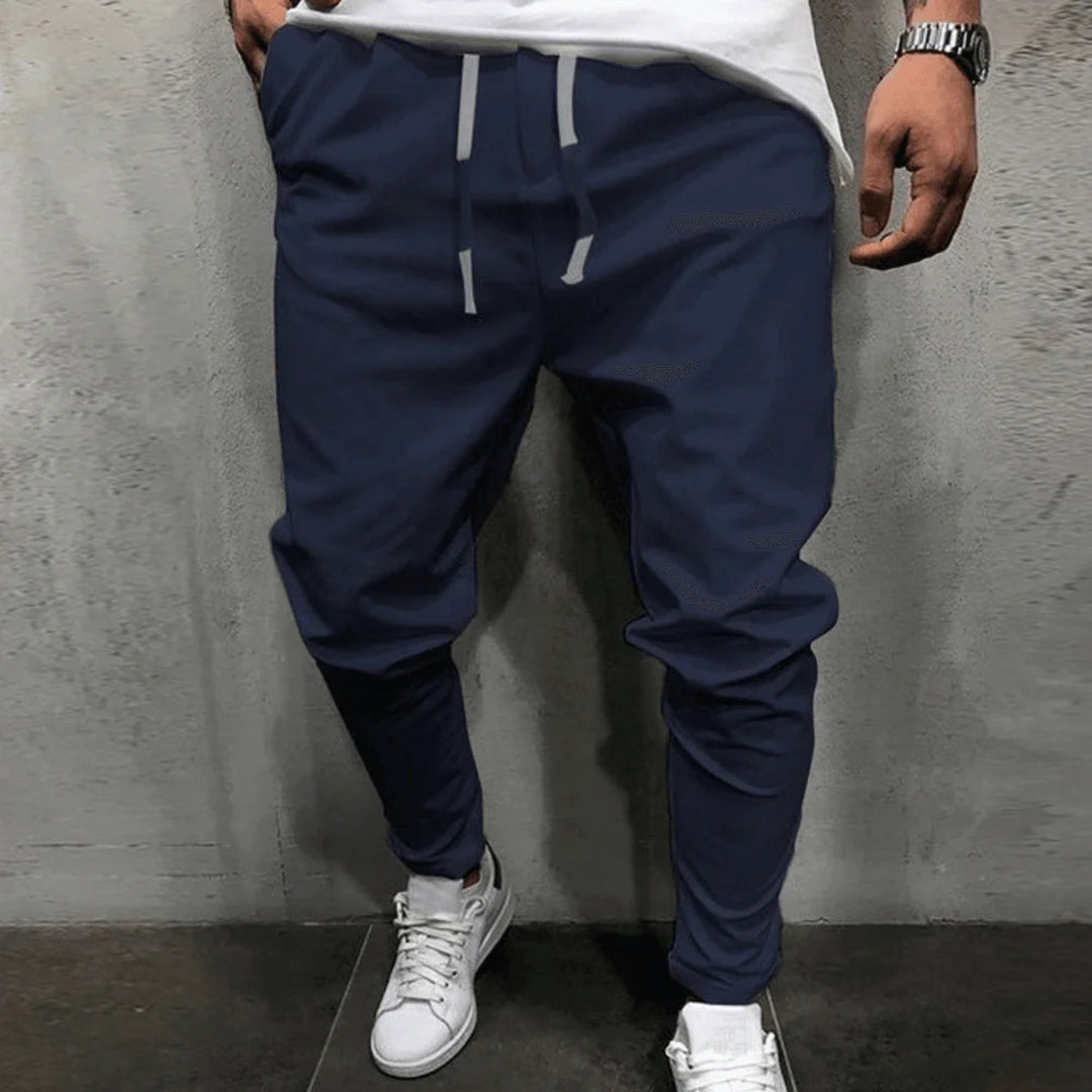 Herren Jogginghose mit Kordelzug - Bequeme Freizeithose-Dunkelblau-S-Luzern Mode