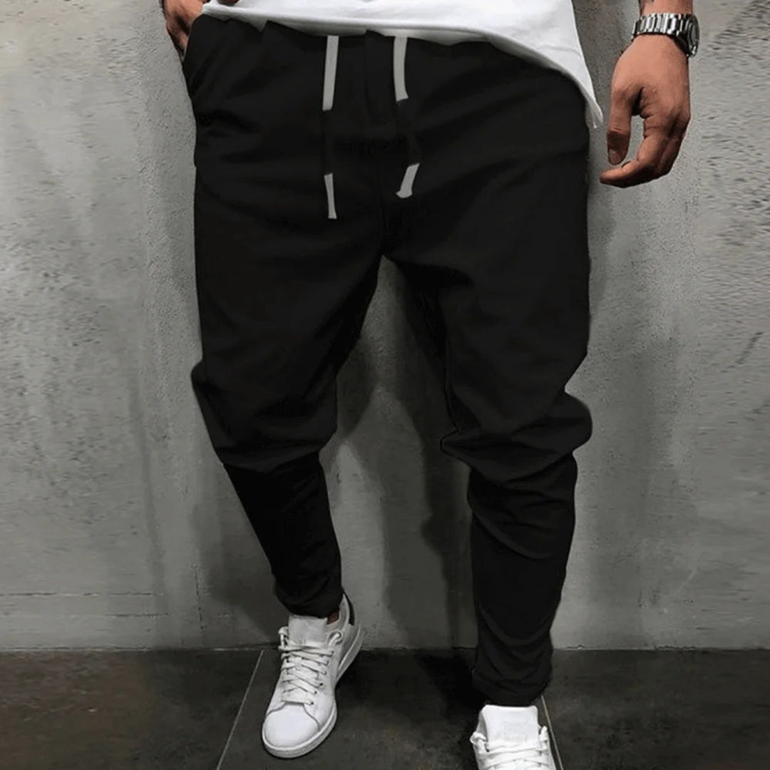 Herren Jogginghose mit Kordelzug - Bequeme Freizeithose-Schwarz-S-Luzern Mode