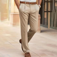 Herren Businesshose mit elastischem Bund und Komfortschnitt-Beige-S-Luzern Mode