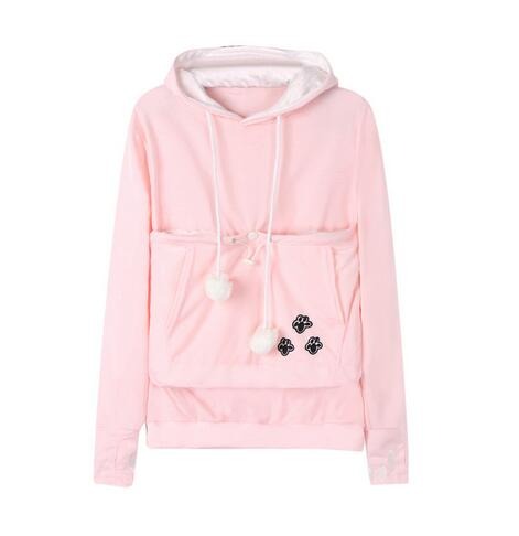 Katzen Kapuzenpullover mit Bauchtasche für Haustiere-Rosa-S-Luzern Mode