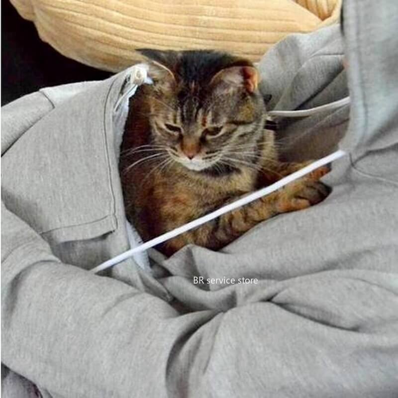 Katzen Kapuzenpullover mit Bauchtasche für Haustiere-Luzern Mode