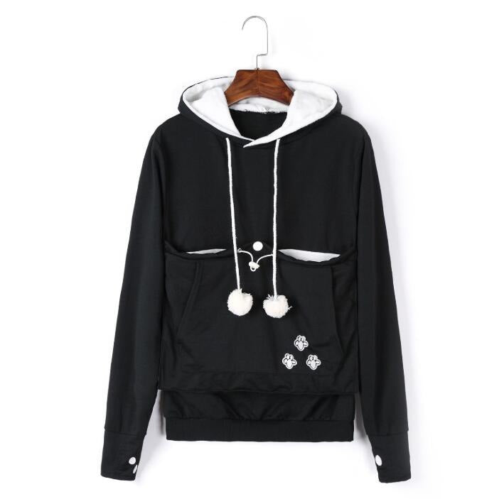 Katzen Kapuzenpullover mit Bauchtasche für Haustiere-Schwarz-S-Luzern Mode