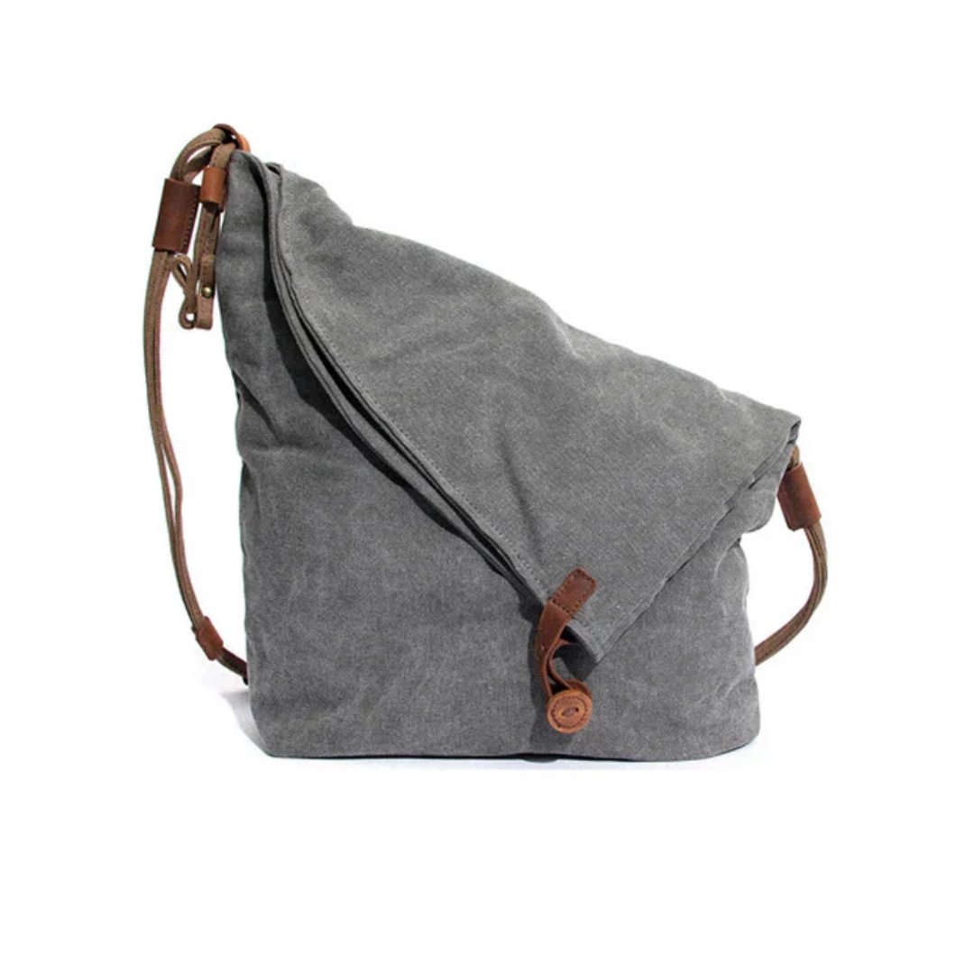 Leinwand Schultertasche Damen - Praktische Umhängetasche-Grau-Luzern Mode