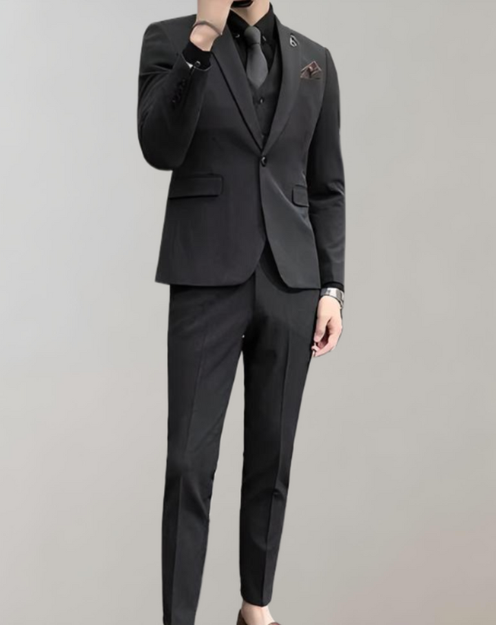 Herren Anzug Slim Fit Business Hochzeit 3-teilig Set-M-Dunkelgrau-Luzern Mode