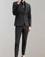Herren Anzug Slim Fit Business Hochzeit 3-teilig Set-M-Dunkelgrau-Luzern Mode