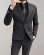 Herren Anzug Slim Fit Business Hochzeit 3-teilig Set-M-Schwarz-Luzern Mode