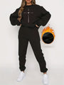 Damen Winter Warmer Jogginganzug mit Kreuzmotiv-Schwarz-S-Luzern Mode