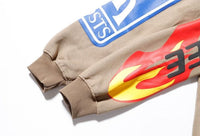 Unisex Sweatshirt mit Flammen- und Logo-Print, Streetwear-Luzern Mode