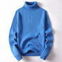 Herren Rollkragenpullover aus Strick für Herbst/Winter-Blau-M-Luzern Mode
