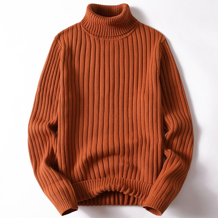Herren Rollkragenpullover aus Strick für Herbst/Winter-Braun-M-Luzern Mode