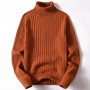 Herren Rollkragenpullover aus Strick für Herbst/Winter-Braun-M-Luzern Mode