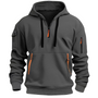Herren Hoodie mit Reißverschluss und Taschen, sportlich-Dunkelgrau-S-Luzern Mode