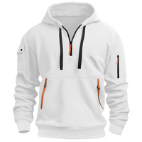 Herren Hoodie mit Reißverschluss und Taschen, sportlich-Weiß-S-Luzern Mode