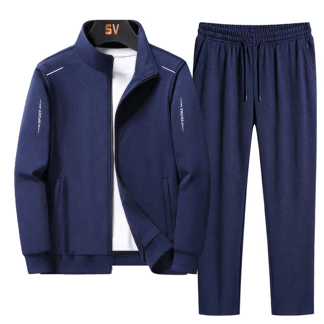 Herren Jogginganzug Zweiteilig Streetwear Trainingsanzug-Dunkelblau-S-Luzern Mode
