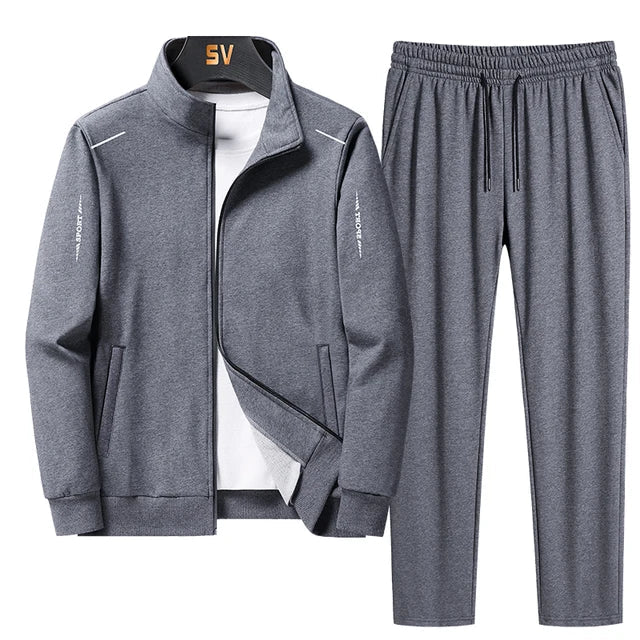 Herren Jogginganzug Zweiteilig Streetwear Trainingsanzug-Grau-S-Luzern Mode