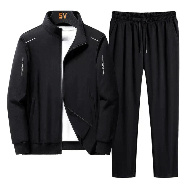 Herren Jogginganzug Zweiteilig Streetwear Trainingsanzug-Schwarz-S-Luzern Mode