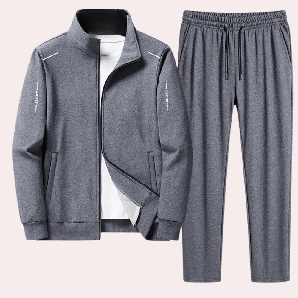 Herren Trainingsanzug Sportanzug Jogginganzug Set Fitness-Grau-M-Luzern Mode