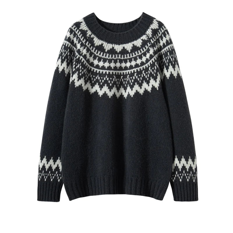 Norwegerpullover Damen Strickpullover Wintermode Skandinavisch-Luzern Mode