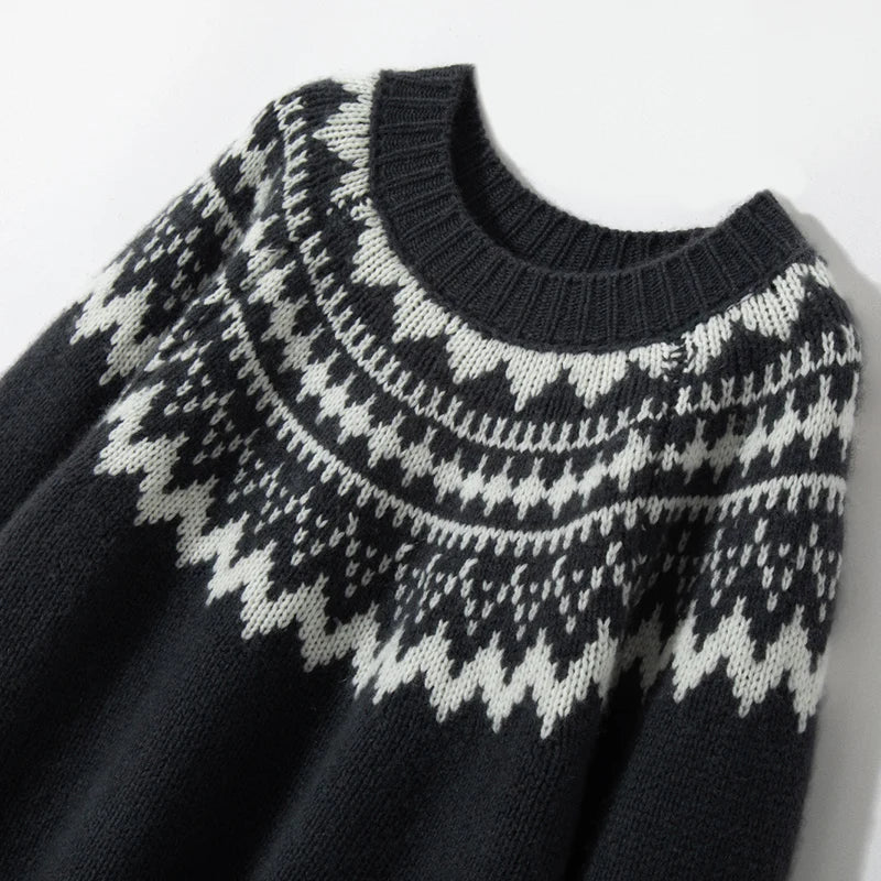 Norwegerpullover Damen Strickpullover Wintermode Skandinavisch-Luzern Mode