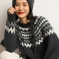 Norwegerpullover Damen Strickpullover Wintermode Skandinavisch-Luzern Mode