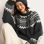 Norwegerpullover Damen Strickpullover Wintermode Skandinavisch-Dunkelgrau-S-Luzern Mode