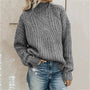 Damen Strickpullover Wintermode Grobstrick Rollkragen-Grau-One Size-Luzern Mode