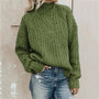 Damen Strickpullover Wintermode Grobstrick Rollkragen-Grün-One Size-Luzern Mode