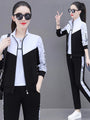Damen Sportanzug mit Print und Reißverschlussjacke-Schwarz - Schwarz-M-Luzern Mode