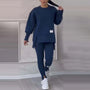Damen Zweiteiler Set: Bequemes Sweatshirt und Hose Outfit-Blau-S-Luzern Mode