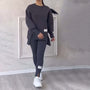 Damen Zweiteiler Set: Bequemes Sweatshirt und Hose Outfit-Dunkelgrau-S-Luzern Mode