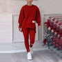 Damen Zweiteiler Set: Bequemes Sweatshirt und Hose Outfit-Rot-S-Luzern Mode