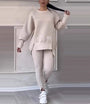 Damen Zweiteiler Set: Bequemes Sweatshirt und Hose Outfit-Weiß-S-Luzern Mode