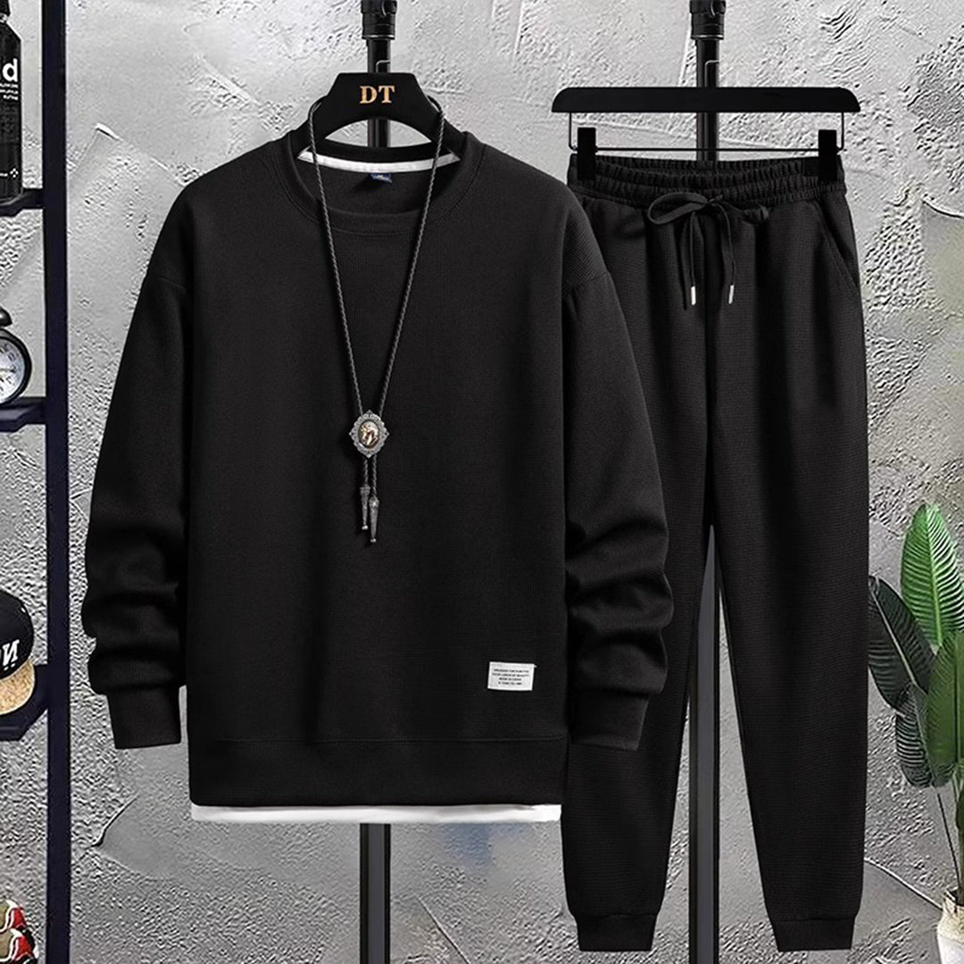 Herren Sweatshirt und Jogginghose Set für Freizeitmode-Schwarz-M-Luzern Mode