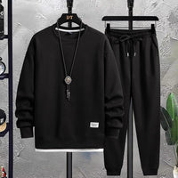 Herren Sweatshirt und Jogginghose Set für Freizeitmode-Schwarz-M-Luzern Mode