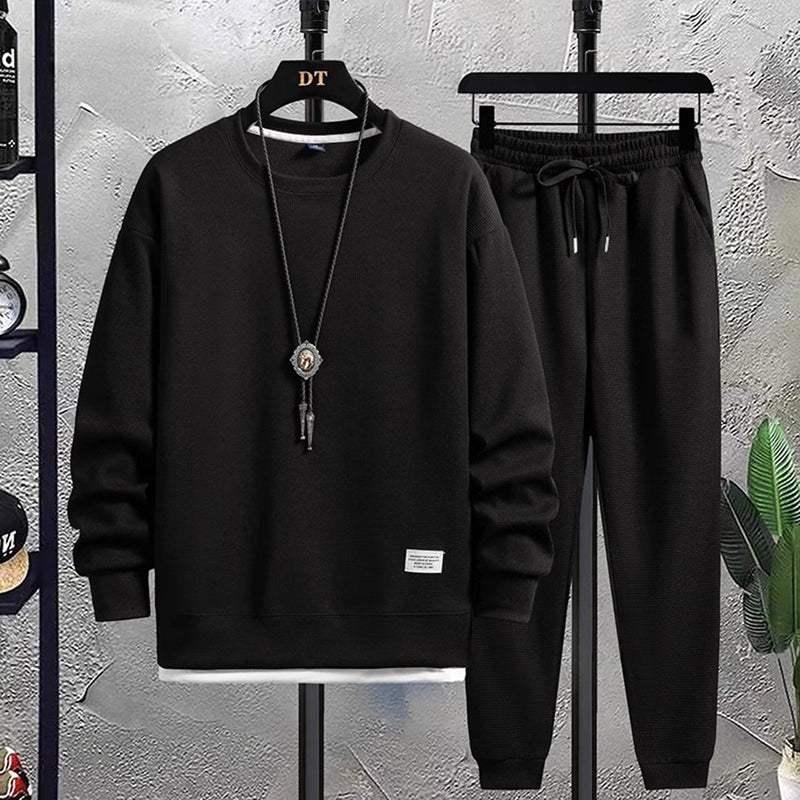 Herren Sweatshirt und Jogginghose Set für Freizeitmode-Schwarz-M-Luzern Mode