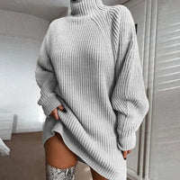 Strickkleid Damen Rollkragen Wintermode Oversize Look-Luzern Mode